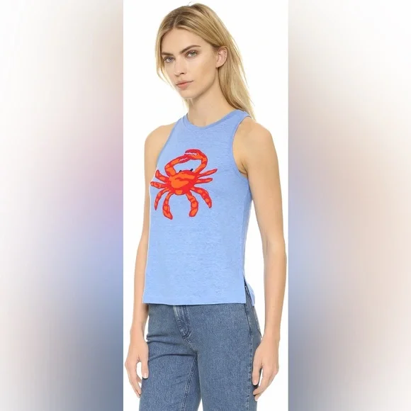 Tory Burch Crab Embellished Tank in Blue Dusk - Picture 9 of 11